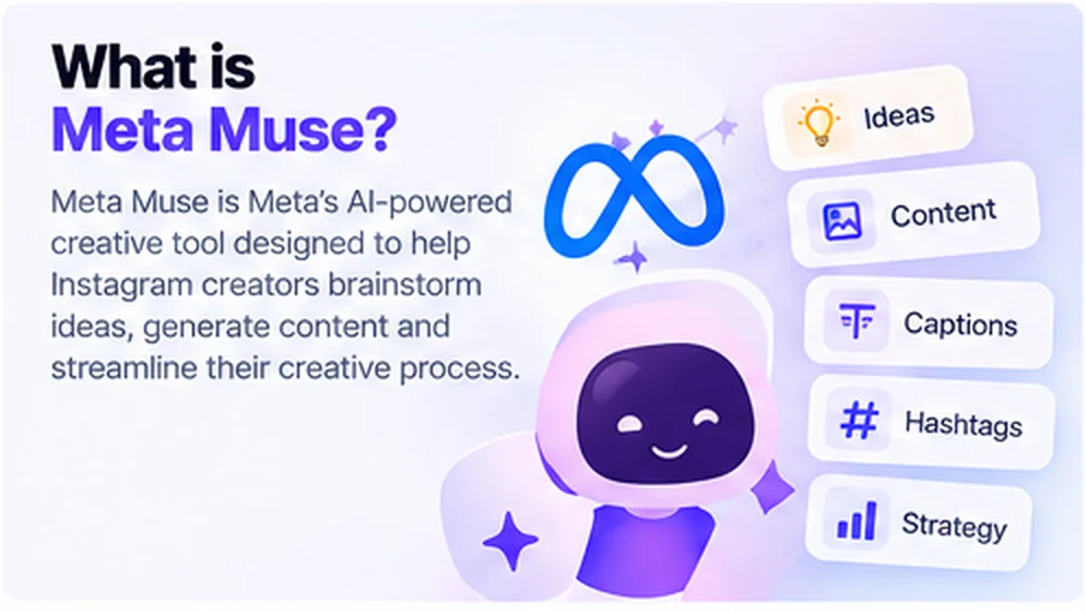 What is Meta Muse? Meta's AI creative tool that helps Instagram creators with ideas, content, captions, hashtags and strategy.
